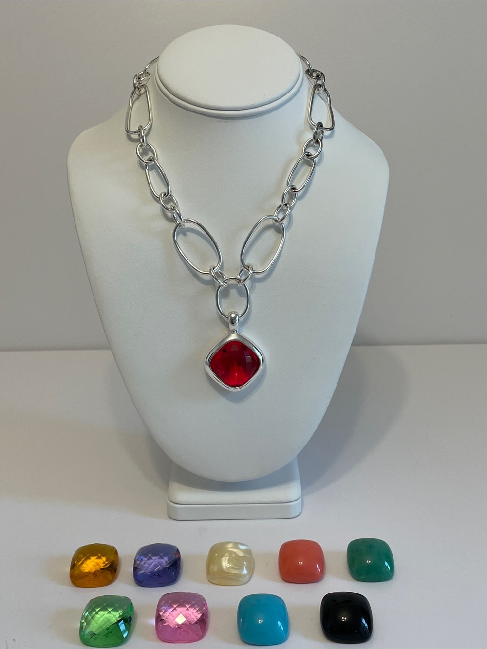 Joan Rivers Vintage Link Necklace with 10 Interchangeable Square Resin Gems